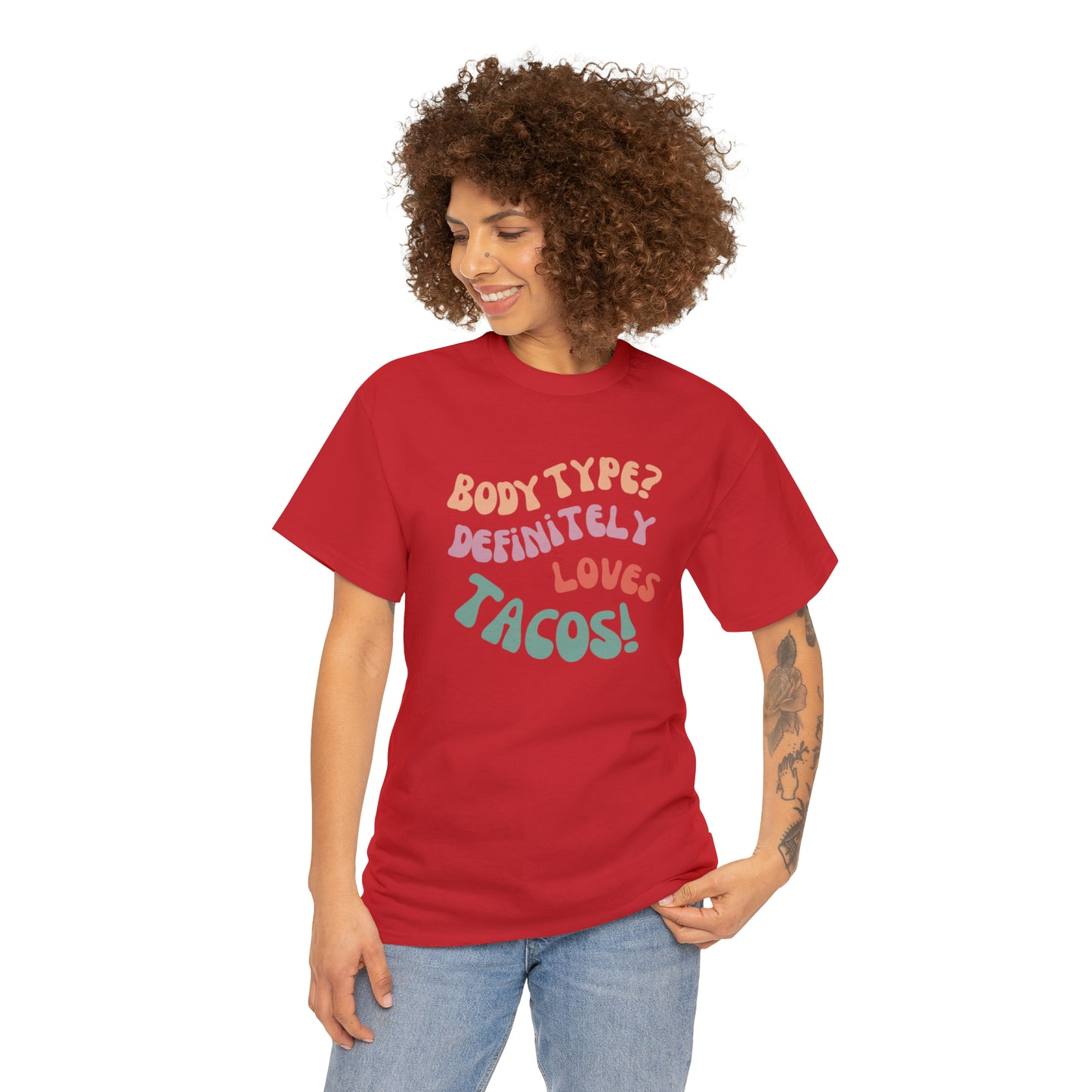 funny taco tshirt red front