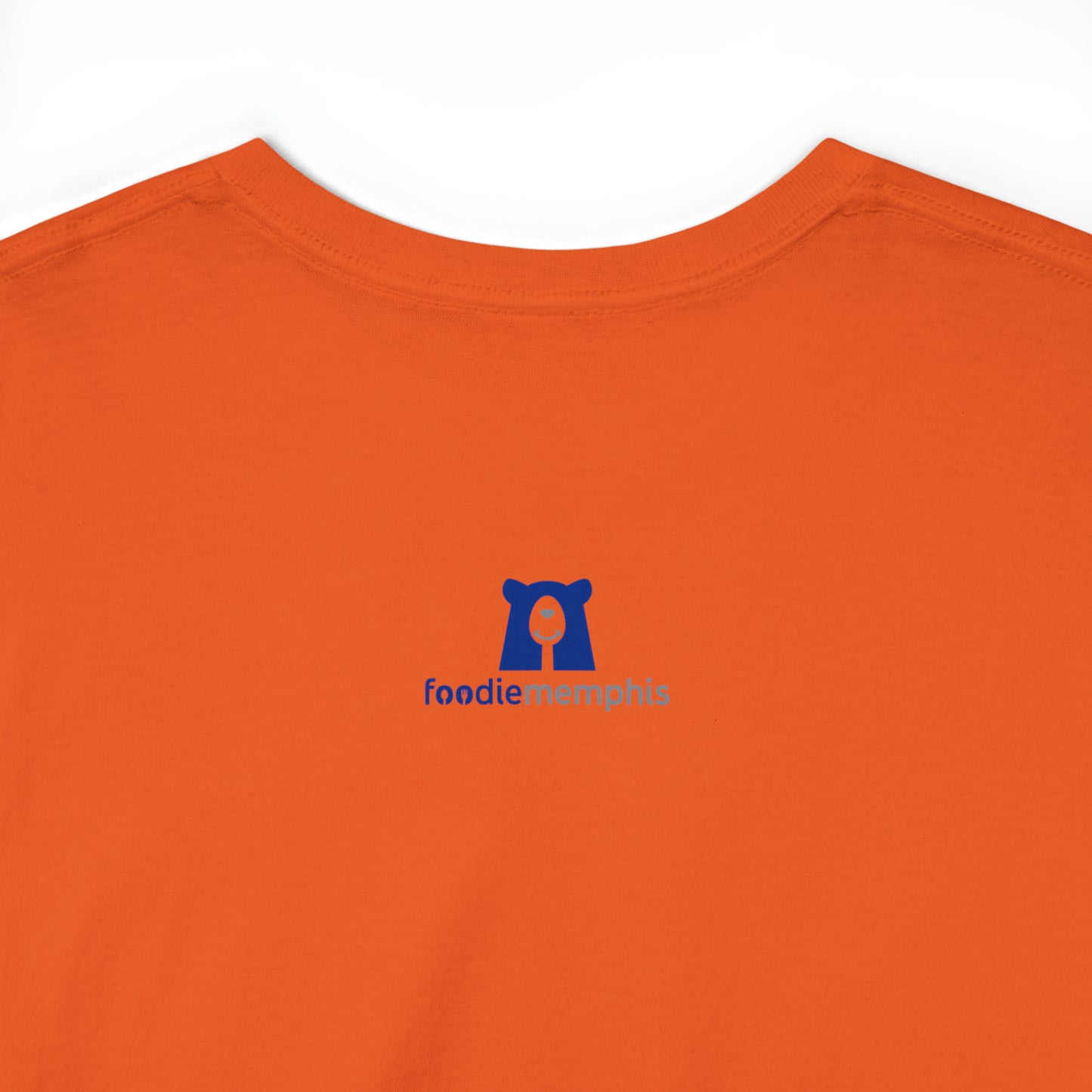 white dog tshirt bacon shirt orange back
