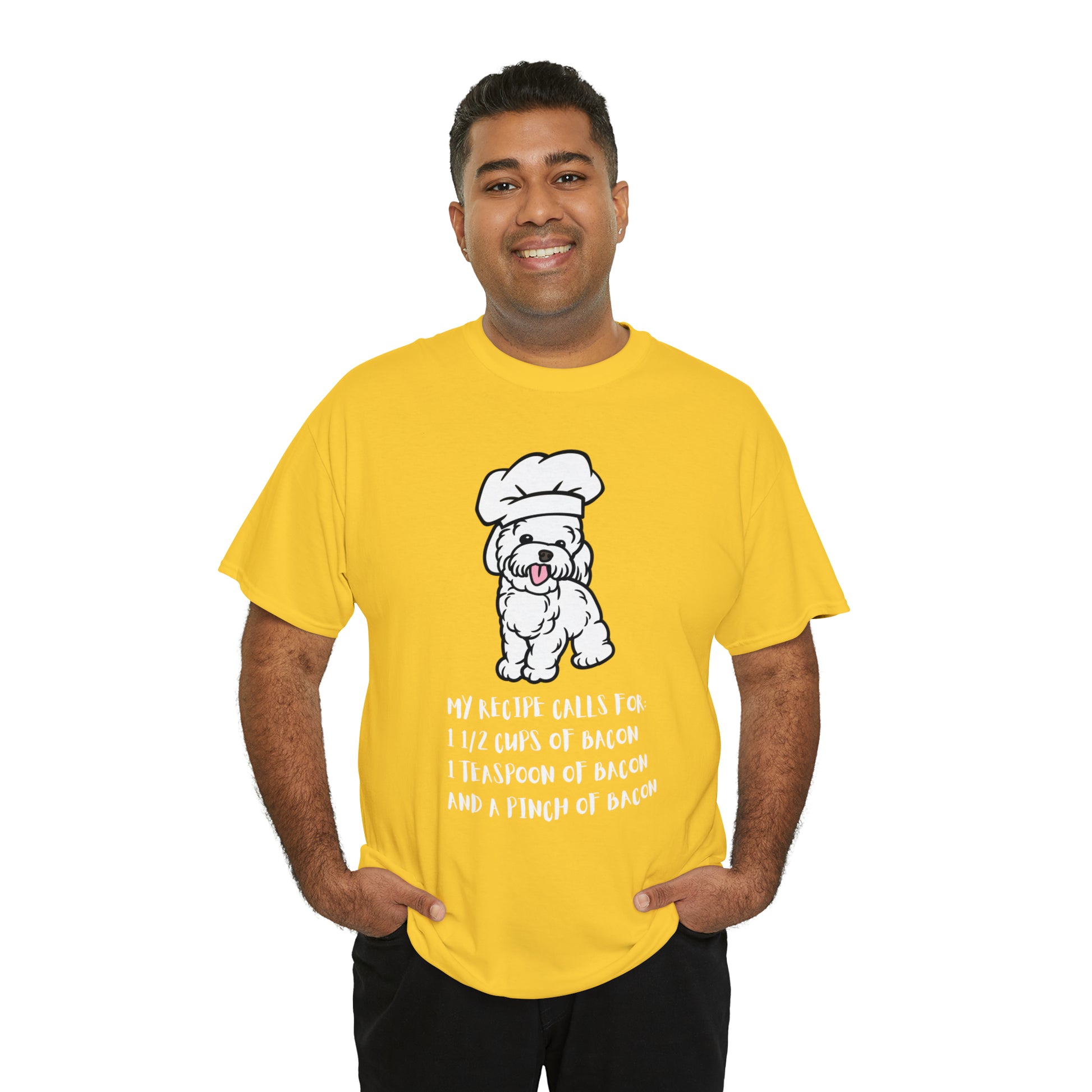 white dog tshirt bacon shirt daisy front